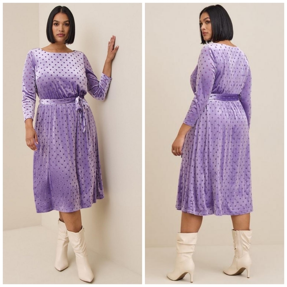 Torrid velvet burnout polka dot dress size L